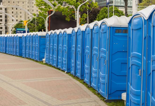 Seasonal porta potty units set up at a El Paso, Texas venue